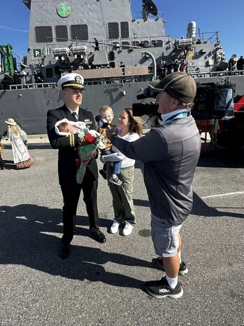The Arleigh Burke-class guided-missile destroyer USS The Sullivans (DDG 68) returned home to Naval Station Mayport following a two-month deployment to the U.S. Naval Forces Europe area of operations, Feb. 3. U.S. 2nd Fleet, reestablished in 2018 in response to the changing global security environment, develops and employs maritime forces ready to fight across multiple domains in the Atlantic and Arctic in order to ensure access, deter aggression and defend U.S., allied, and partner interests. (U.S. Navy courtesy photo)