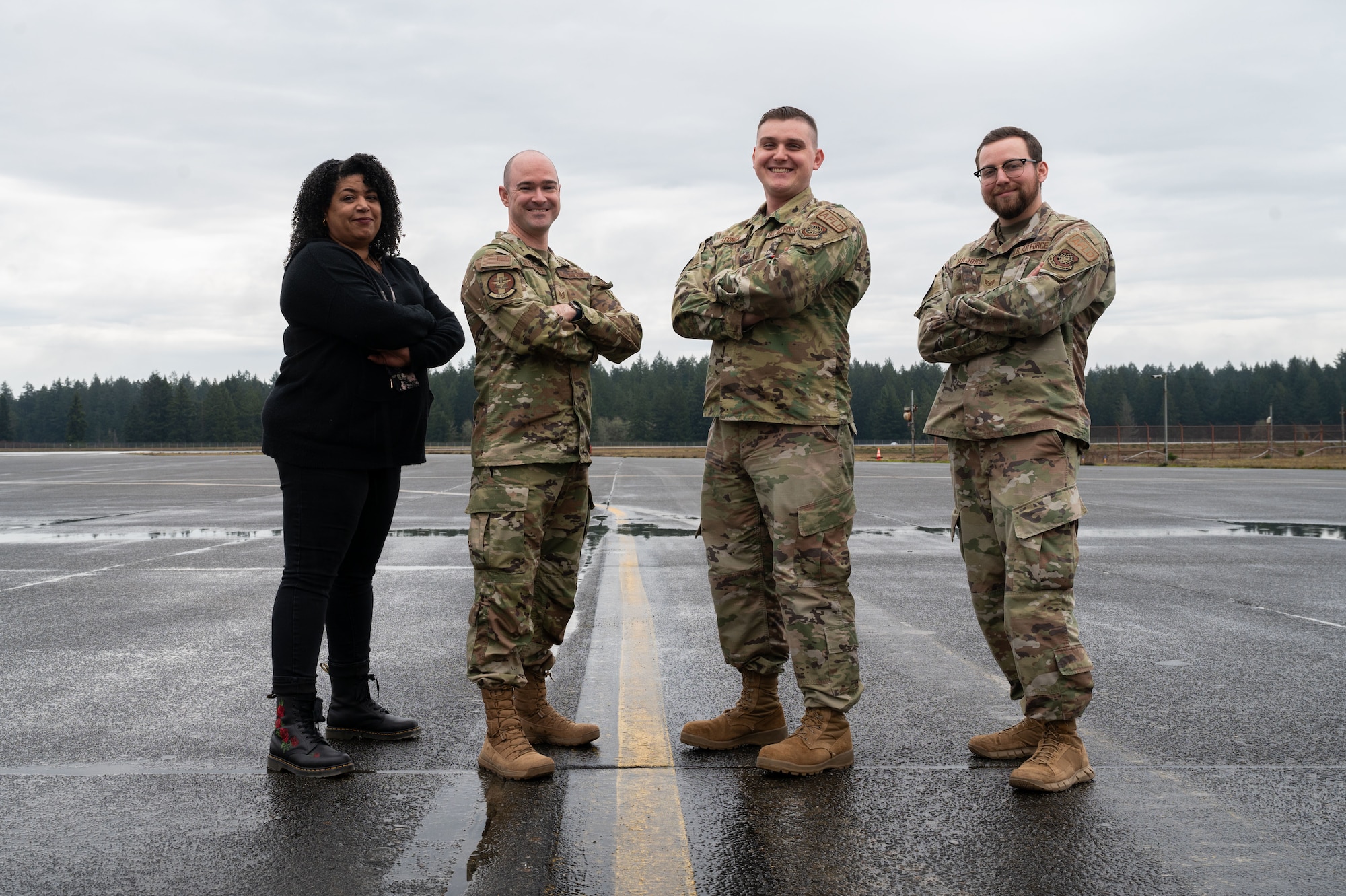 U.S. Air Force Airmen and civilians with 62d Operations Support Squadron’s airfield management team, maintain safe, secure and efficient airfield environments to ensure aircraft can take off or land at a moment’s notice at Joint Base Lewis-McChord, Washington, Jan. 31, 2024.
