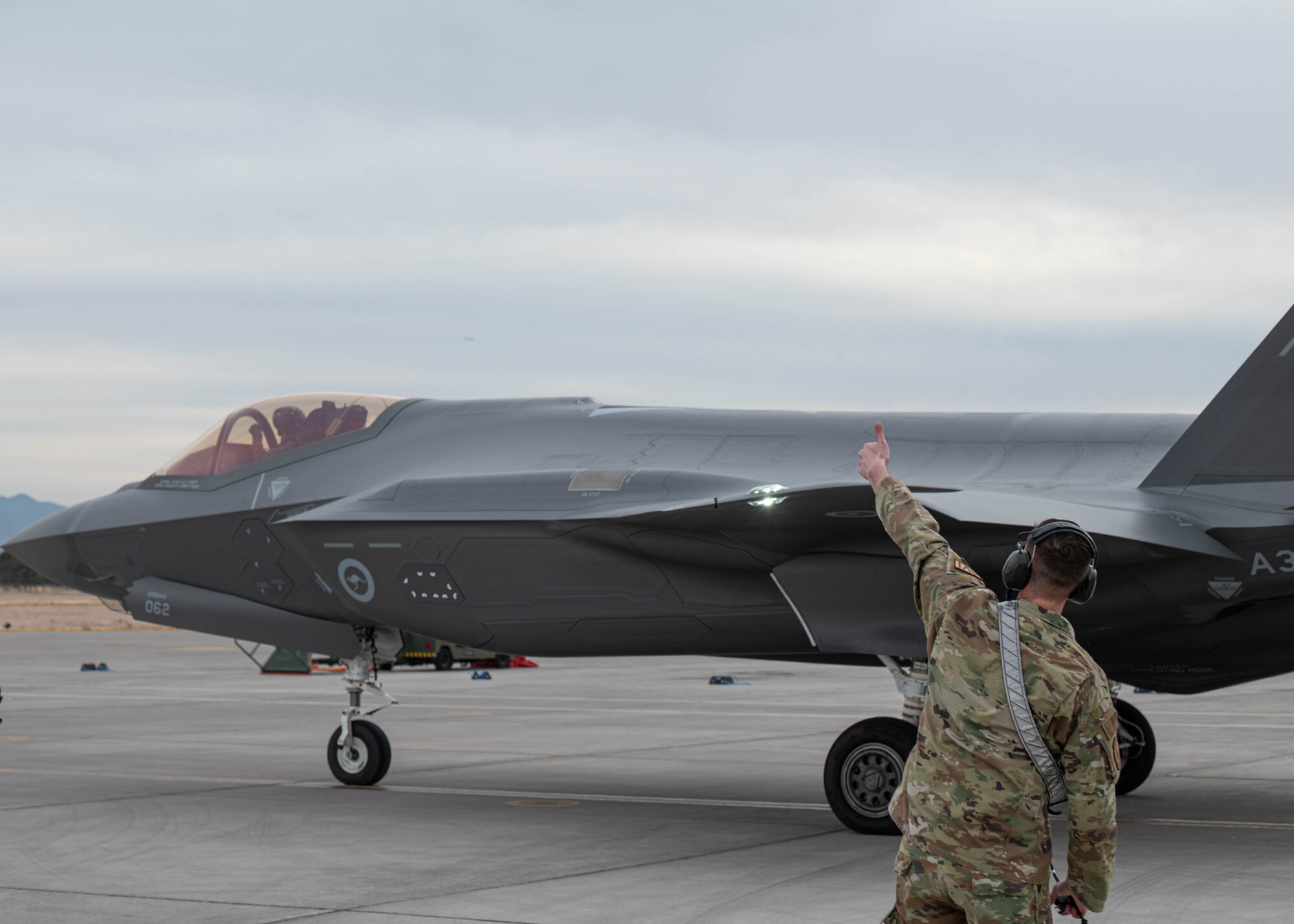 A photo of an F-35 being taxied