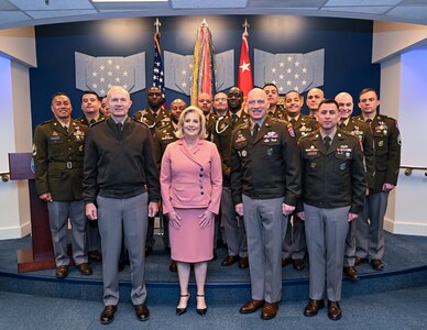 group photograph of USAREC Top 13 Recruiters and senior Army leadership