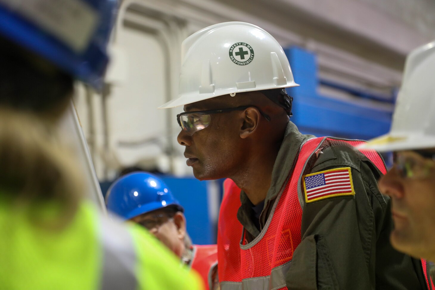 Rear Adm. Stephen Barnett, Commander, Navy Closure Task Force-Red Hill (NCTF-RH), escorts Vice Adm. Scott Gray, Commander, Navy Installations Command, during a visit to the Red Hill Bulk Fuel Storage Facility (RHBFSF), Halawa, Hawaii, Feb. 6, 2024.