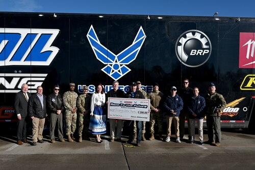 Steve Scheuring, owner of Scheuring Speed Sports presents the “Race to the Future” scholarship at the South Dakota School of Mines and Technology, South Dakota on Jan. 25, 2024.