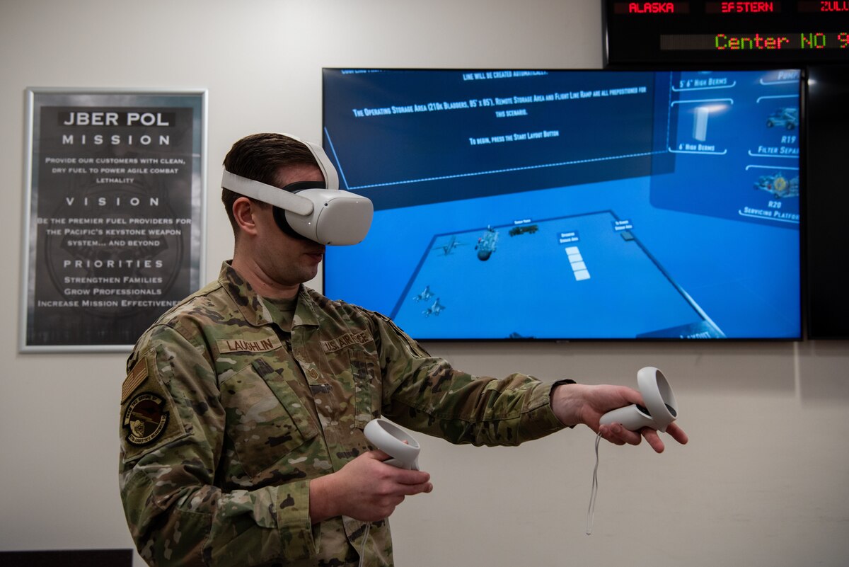 The JBER Fuels Trainer is a virtual reality program developed by Res3D, a local digital media company, that aims to bridge a training gap for the fuels community. The program’s goal is to digitize the entire career field into a singular digital training environment that allows warfighters to train in a risk-free environment.