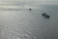 240206-N-AB188-1050 MEDITERRANEAN SEA (Feb. 6, 2024) The Wasp-class amphibious assault ship USS Bataan (LHD 5) and the Harpers Ferry-class dock landing ship USS Carter Hall (LSD 50) transit in formation with the Turkish frigates TCG Gaziantep (F-490) and TCG Gaziantep (F-492) in the Mediterranean Sea, Feb. 6. Bataan and Carter Hall are on a scheduled deployment in the U.S. Naval Forces Europe area of operations, employed by U.S. Sixth Fleet to defend U.S., allied and partner interests. (U.S. Navy photo by Mass Communication Specialist 2nd Class Christopher Jones)