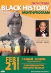 A graphic highlighting Black History Month and the Lt. Gen. Gregg event.