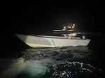 A makeshift vessel that was taking part in an unlawful irregular migration voyage lays empty after being interdicted by the Coast Guard Cutter Paul Clark and a Customs and Border Protection Air and Marine unit near Cabo Rojo, Puerto Rico, Feb. 5, 2024.  Twenty-six migrants in this case were repatriated to Dominican Republic, along with two other migrants from a separate interdiction, Feb. 7, 2024. (U.S. Coast Guard photo)