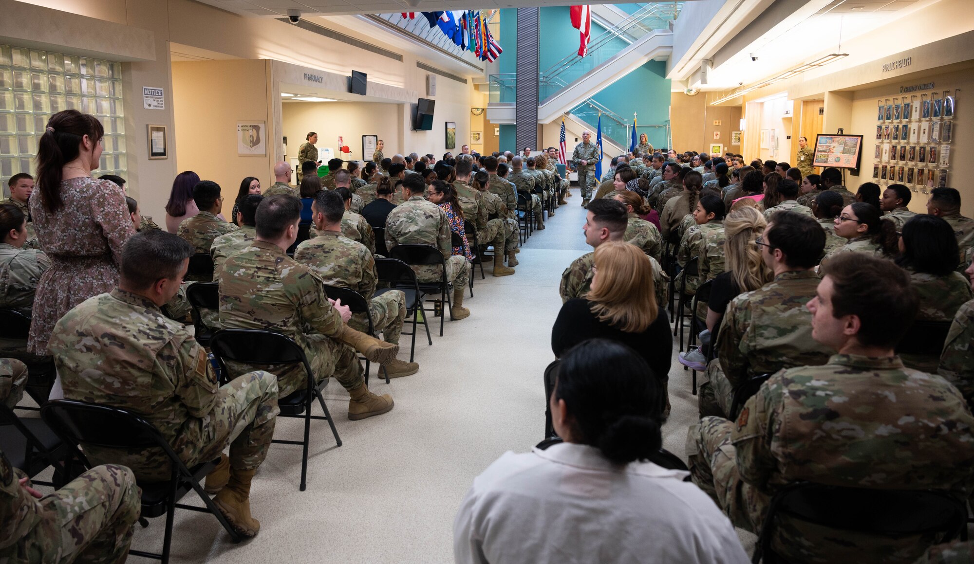 U.S. Air Force Lt. Gen. Robert Miller, Air Force Surgeon General, speaks to members of the 5th Medical Group during an All-Call at Minot Air Force Base, North Dakota, Feb. 5, 2024. As the Surgeon General for the United States Air Force, Miller advises the Secretary of the Air Force, the Air Force Chief of Staff, the Space Force Chief of Space Operations and the Assistant Secretary of Defense for Health Affairs on matters pertaining to the medical aspects of the air expeditionary force and the health of Airmen and Guardians. (U.S. Air Force Photo by Airman 1st Class Luis Gomez)