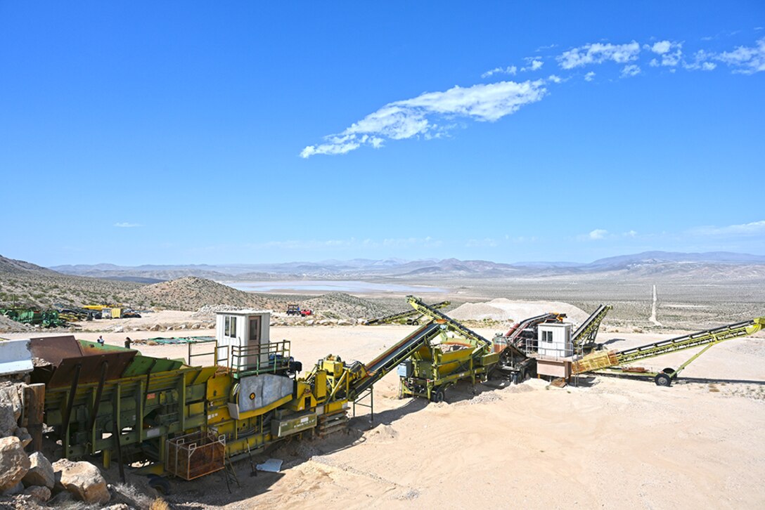 Quarry equipment in the desert.
