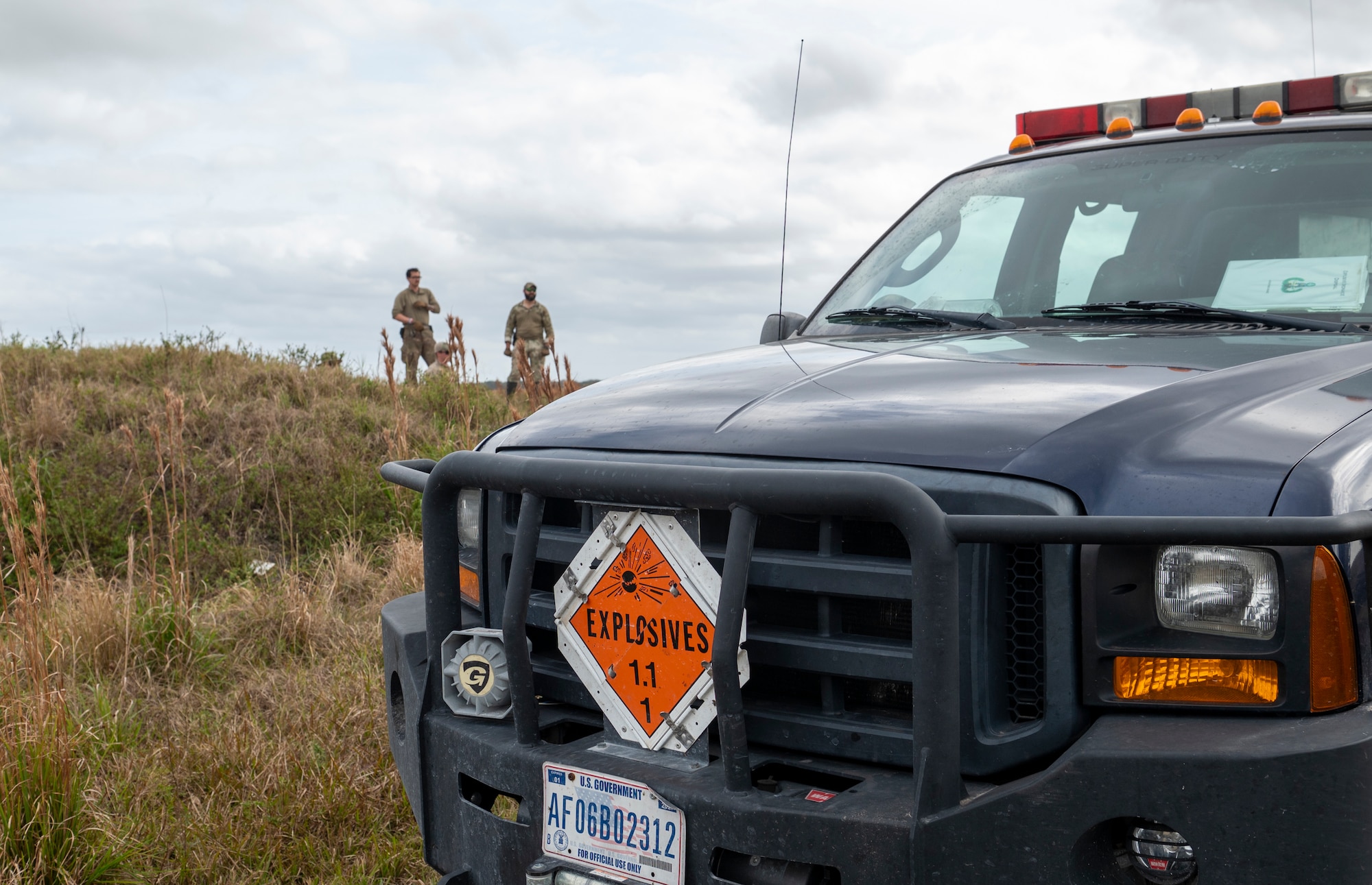 U.S. Air Force Airmen assigned to the 23rd Civil Engineer Squadron Explosive Ordnance Disposal unit prepare for range clearance at Avon Park Air Force Range, Florida, Jan. 24, 2024. Avon Park serves as a primary training range for Homestead Air Reserve Base and is a geographically separated unit of Moody Air Force Base, Georgia. (U.S. Air Force photo by Airman 1st Class Leonid Soubbotine)