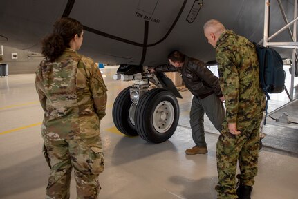 Members of the Serbian Military Medical Academy tour a KC-135 Stratotanker during their visit to the 121st Air Refueling Wing at Rickenbacker Air National Guard Base, Ohio, Feb. 4, 2024. As part of the State Partnership Program, the Serbians also toured the 121st Medical Group, the Cleveland Clinic Foundation, the Louis Stokes Cleveland Medical Center and Defense Supply Center Columbus.