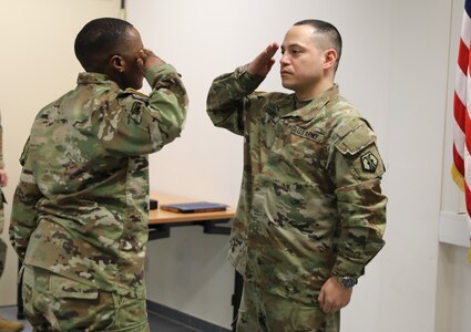 HHC, 7th Mission Support Command training NCO promotes to senior NCO