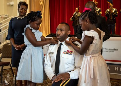 The South Carolina National Guard conducts a ceremony to recognize U.S. Army Col. David Jenkins, South Carolina National Guard assistant adjutant general-Army, on his promotion to brigadier general at the Dorn VA auditorium in Columbia, South Carolina, Aug. 3, 2019.