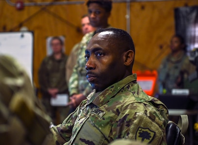 U.S. Army Brig. Gen. David Jenkins, assistant adjutant general, South Carolina National Guard, was briefed at Forward Operating Base Palmetto by command leaders within 59th Troop Command during Operation Guardian Spring, a field exercise involving multiple South Carolina Army National Guard commands and partner agencies in Eastover, South Carolina, March 31, 2023.