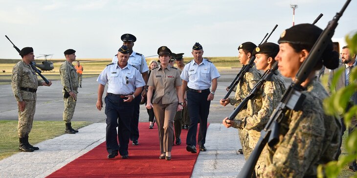 U.S. Army Gen. Laura Richardson arrives in Uruguay.