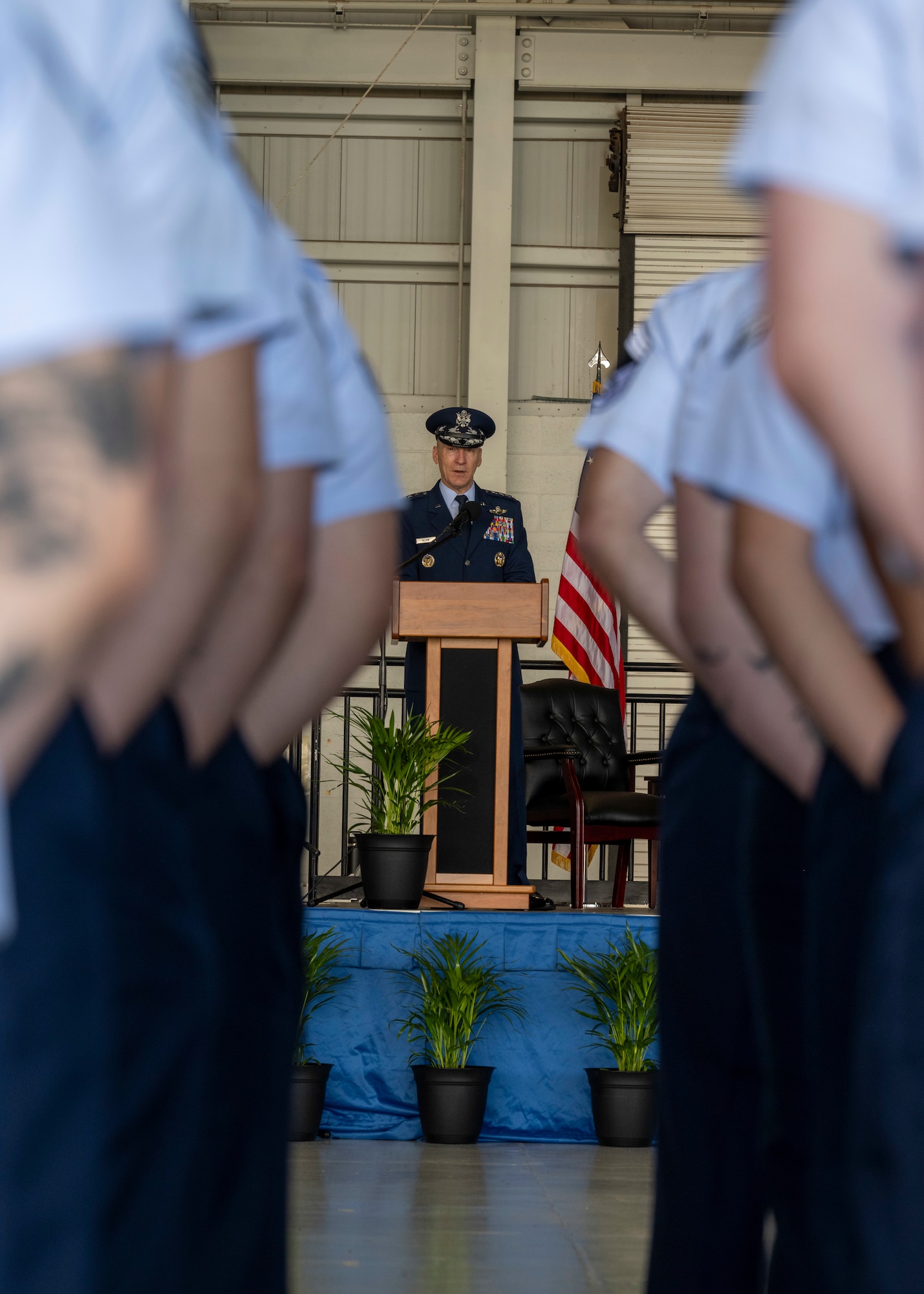 Photo of a change of command ceremony