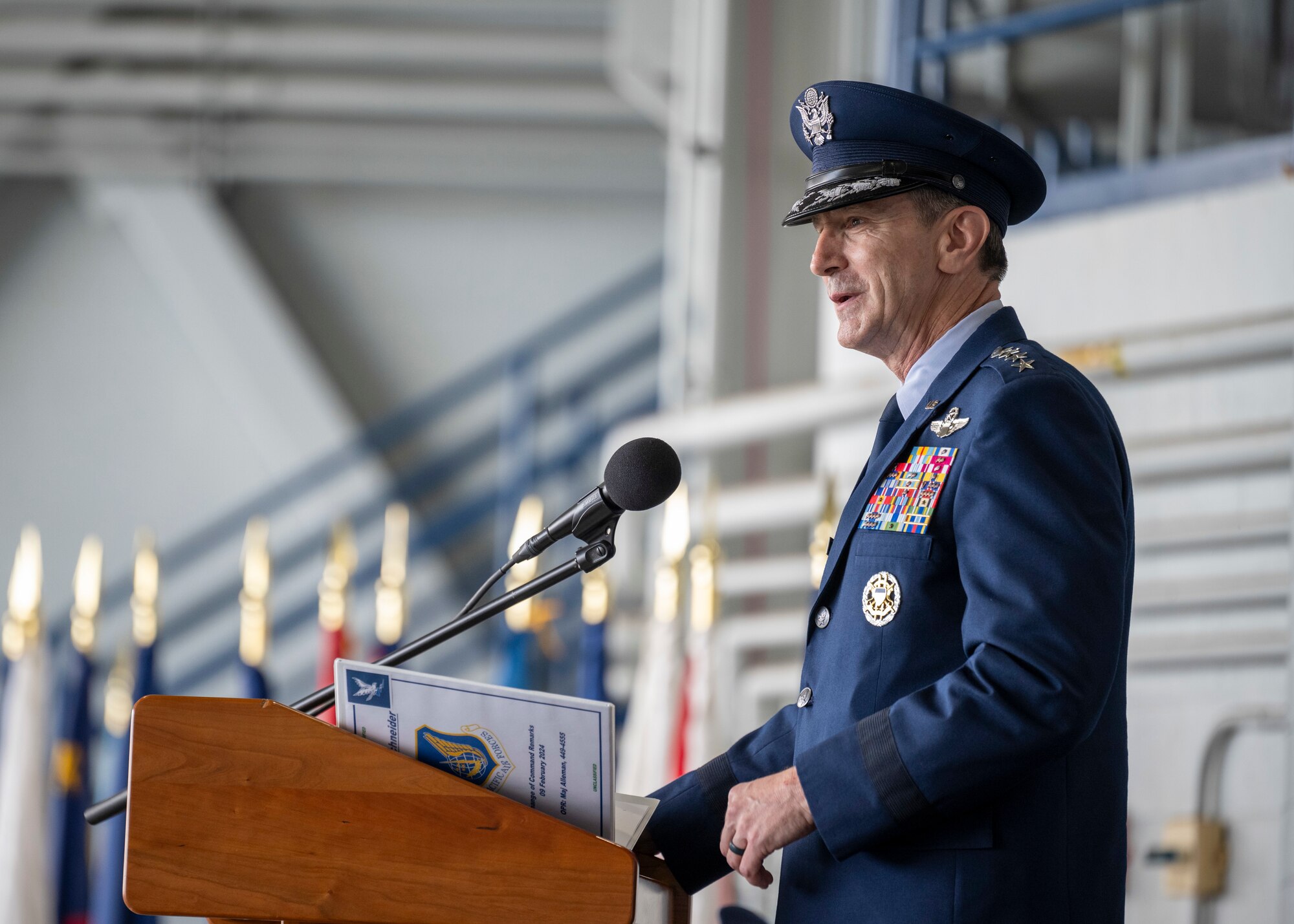 Photo of U.S. Air Force General speaking during a ceremony