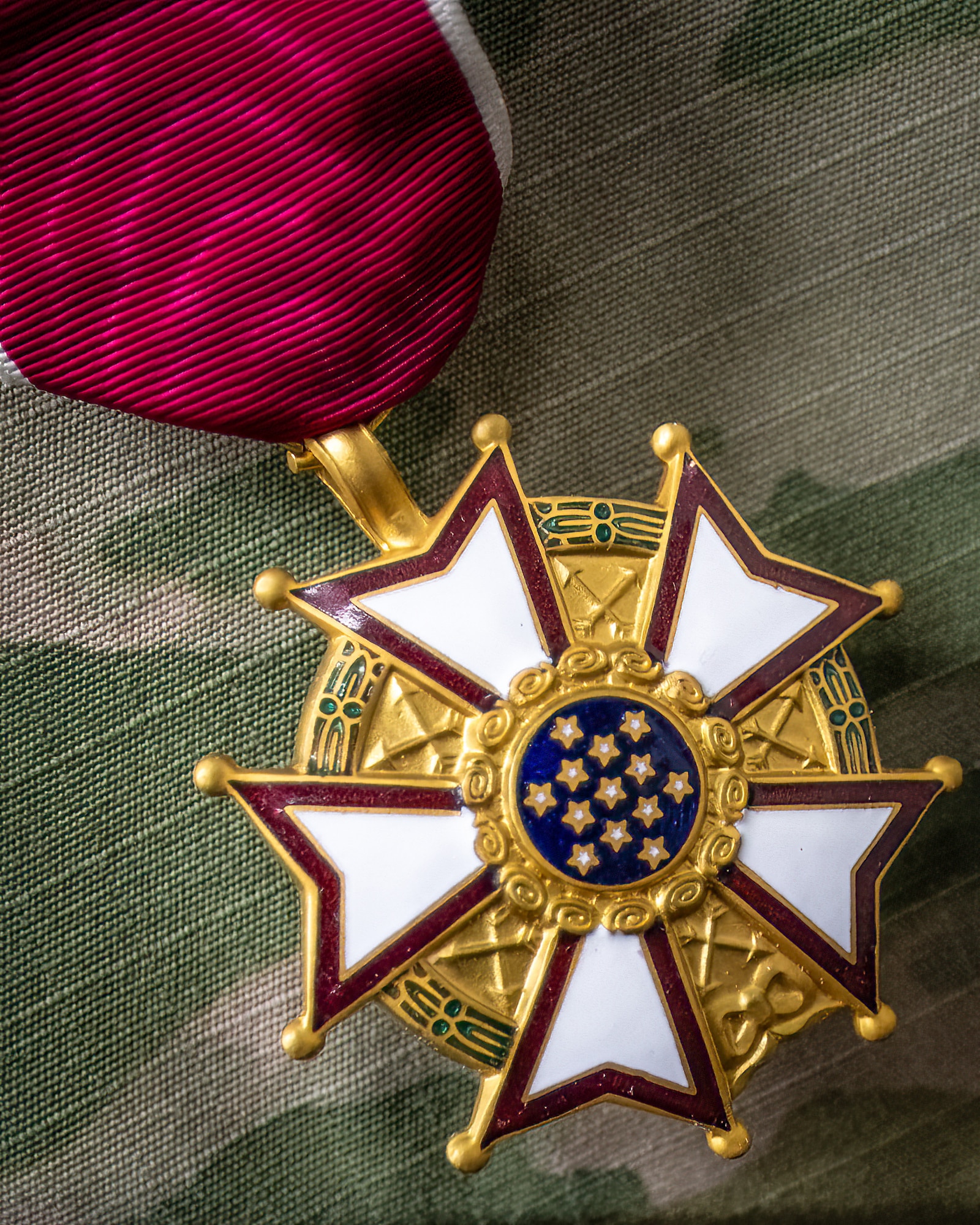 The Legion of Merit is conferred to military members who have distinguished themselves by exceptionally meritorious conduct in the performance of outstanding services since Sept. 8, 1939, the date of the president's proclamation of the state of emergency that led to World War II. It was established by an Act of Congress of July 20, 1942, may be awarded for combat or noncombat services. (U.S. Air National Guard photo by Dale Greer)
