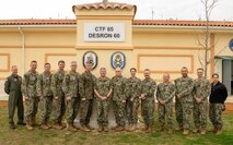 NAVAL STATION ROTA, Spain (Feb. 8, 2024) Vice Adm. Thomas Ishee, commander, U.S. Sixth Fleet (center), Commander Task Force (CTF) commanders and command master chiefs convene at Commander Task Force (CTF) Commanders Conference at Naval Station Rota, Feb. 8, 2024. U.S. Naval Forces Europe-Africa operates U.S. Naval Forces in the U.S. European Command (USEUCOM) and U.S. Africa Command (USAFRICOM) areas of responsibility. U.S. 6th Fleet is permanently assigned to NAVEUR-NAVAF, and employs maritime forces through the full spectrum of joint and naval operations. (U.S. Navy photo by Mass Communication Specialist 2nd Class Dakota C. Nack)