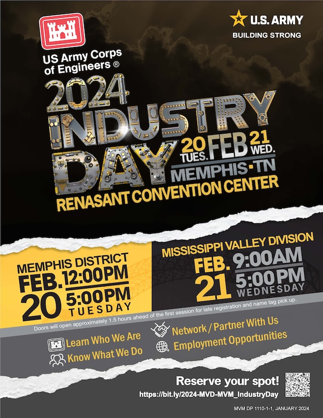 U.S. Army Corps of Engineers flyer about Industry Day to be hosted by Memphis District in Memphis.