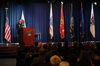 Brig. Gen. Aaron R. Dean II, adjutant general, District of Columbia National Guard, provides keynote speech during the 2018 Drug Enforcement Administration’s Veterans Observance ceremony, on Nov. 7, in Arlington, VA. The ceremony celebrated the U.S. armed services Veterans who work for DEA.