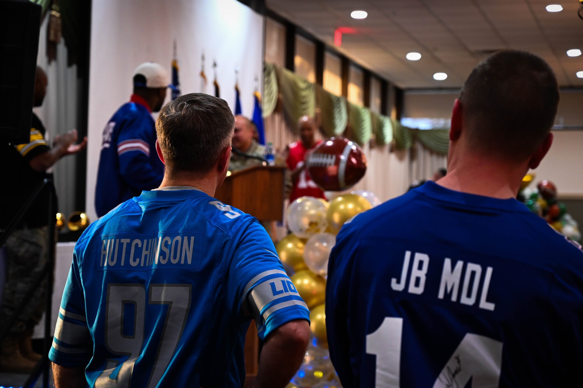 Senior Leader from Joint Base McGuire-Dix-Lakehurst, N.J., recognize award winners during the Annual Awards ceremony at JB MDL, Feb. 8, 2024. Members were recognized for their exceptional performance throughout the year. (U.S. Air Force photo by 2nd Lt. Alexis Kula)