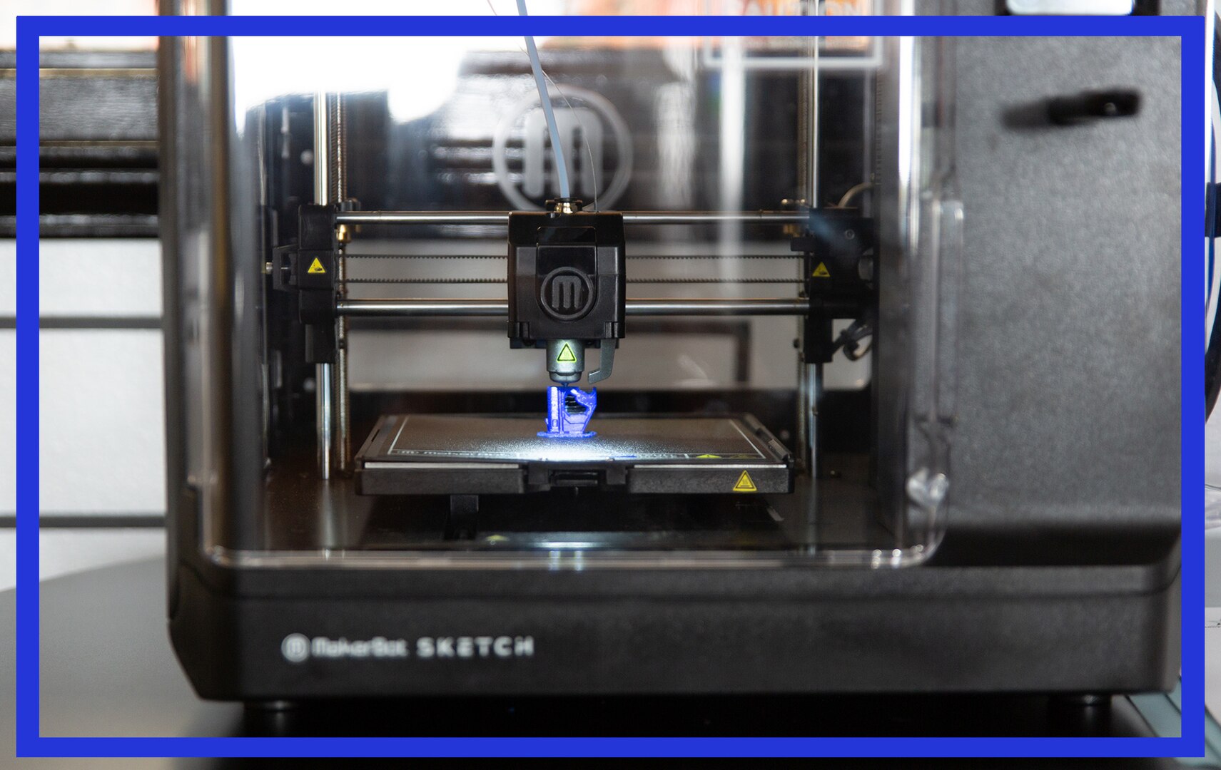 A photo of a 3D printer at the Technology Room located at Fort Sill, Oklahoma.