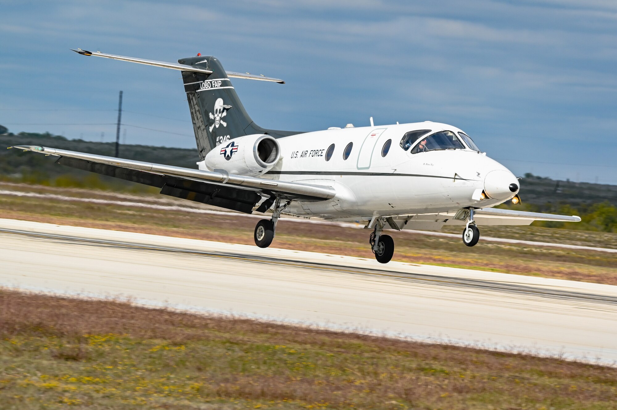 A U.S. Air Force T-1A Jayhawk takes off at Laughlin Air Force Base, Texas, Dec. 7, 2023.