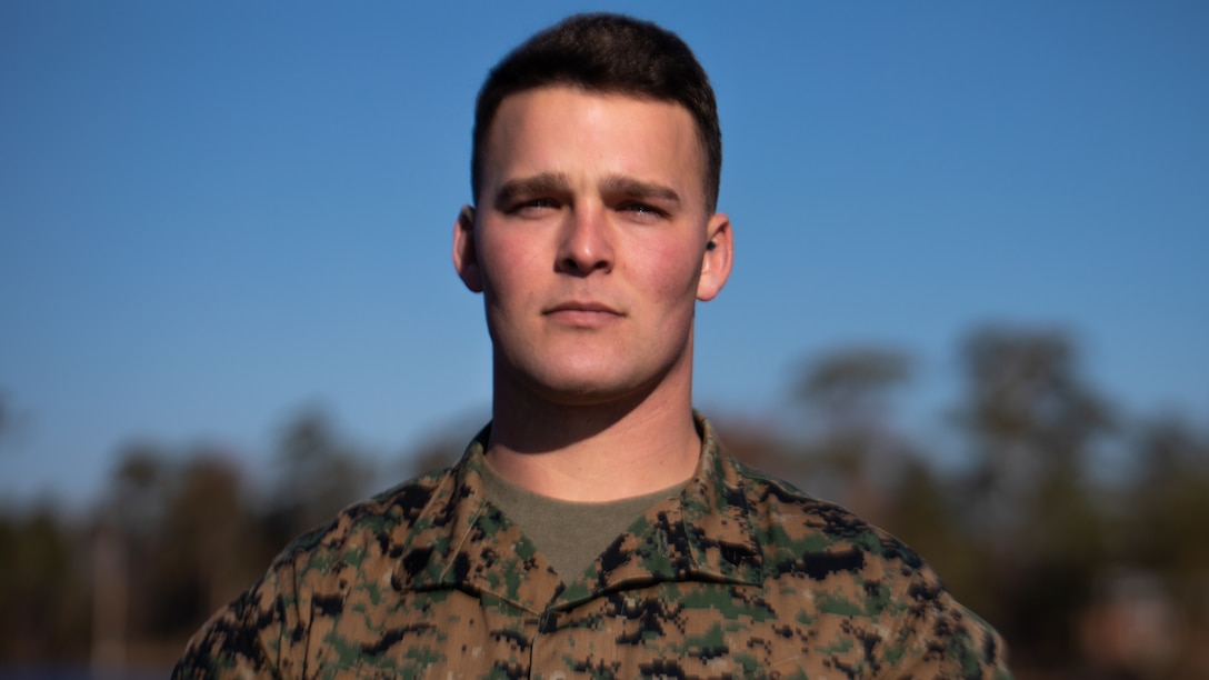 U.S. Marine Corps Sgt. Toby Fordham, an automotive maintenance technician with Combat Logistics Battalion 24, 24th Marine Expeditionary Unit, poses for a portrait after winning II Marine Expeditionary Force Non-Commissioned Officer of the Year for his service in 2023, at Camp Lejeune, N.C. February 8, 2024. (U.S. Marine Corps photo by Lance Cpl. Victoria Hutt)