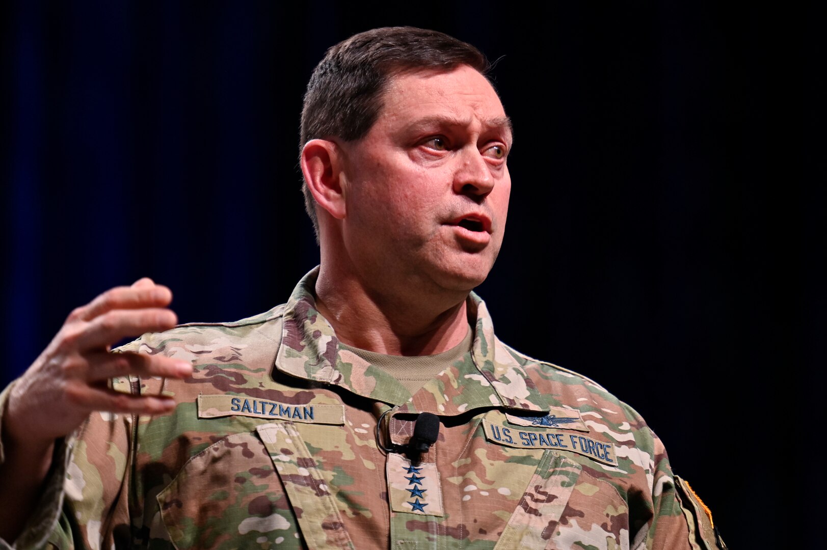 Chief of Space Operations Gen. Chance Saltzman makes remarks for the panel discussion “Reoptimizing for Great Power Competition: A Senior Leaders Discussion” during the Air and Space Forces Association 2024 Warfare Symposium in Aurora, Colo., Feb. 12, 2024.