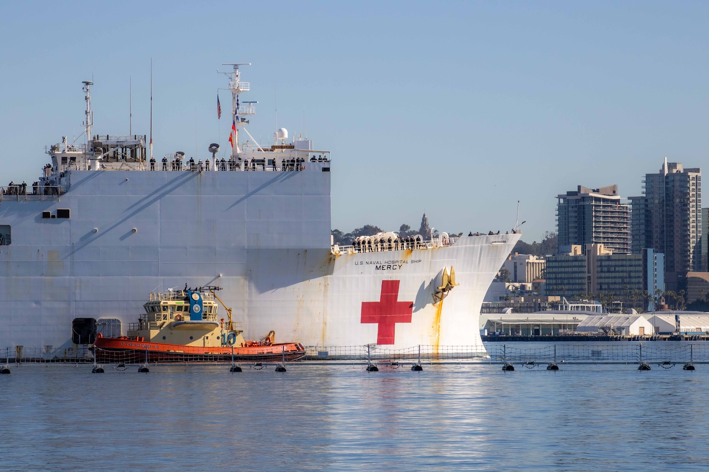 USNS Mercy (T-AH 19) returns to Naval Air Station North Island in San Diego after supporting Pacific Partnership 2024.