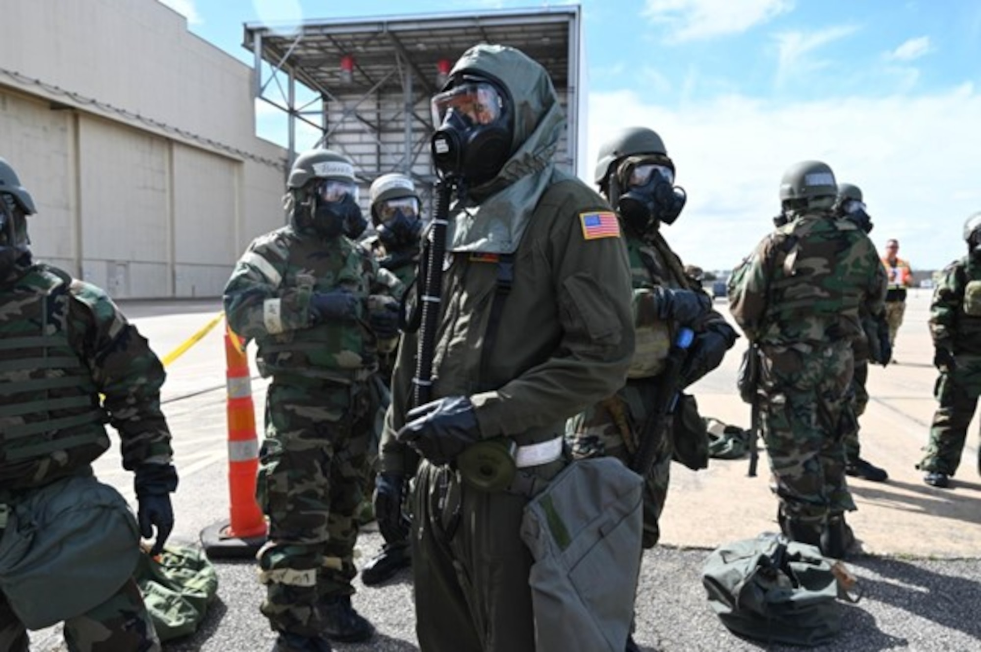 Reserve Citizen Airmen from the 433rd Airlift Wing respond to a chemical attack during Exercise Dragon’s Den at Joint Base San Antonio-Lackland, Texas on Feb. 7, 2024.