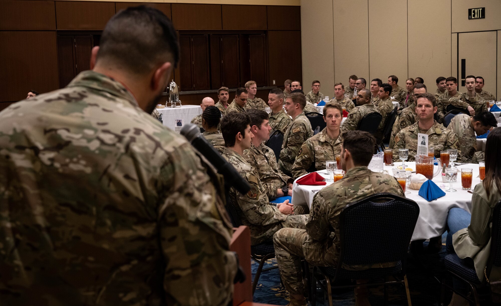 Airman speaks to crowd