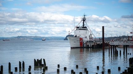 USCG Moorings - The crew of USCGC Steadfast holds a decommissioning ceremony for the cutter in Astoria, Oregon, Feb. 1, 2024. Steadfast was commissioned in 1968 and spent nearly 30 years in Astoria. (U.S. Coast Guard photo by Petty Officer 1st Class Travis Magee).
