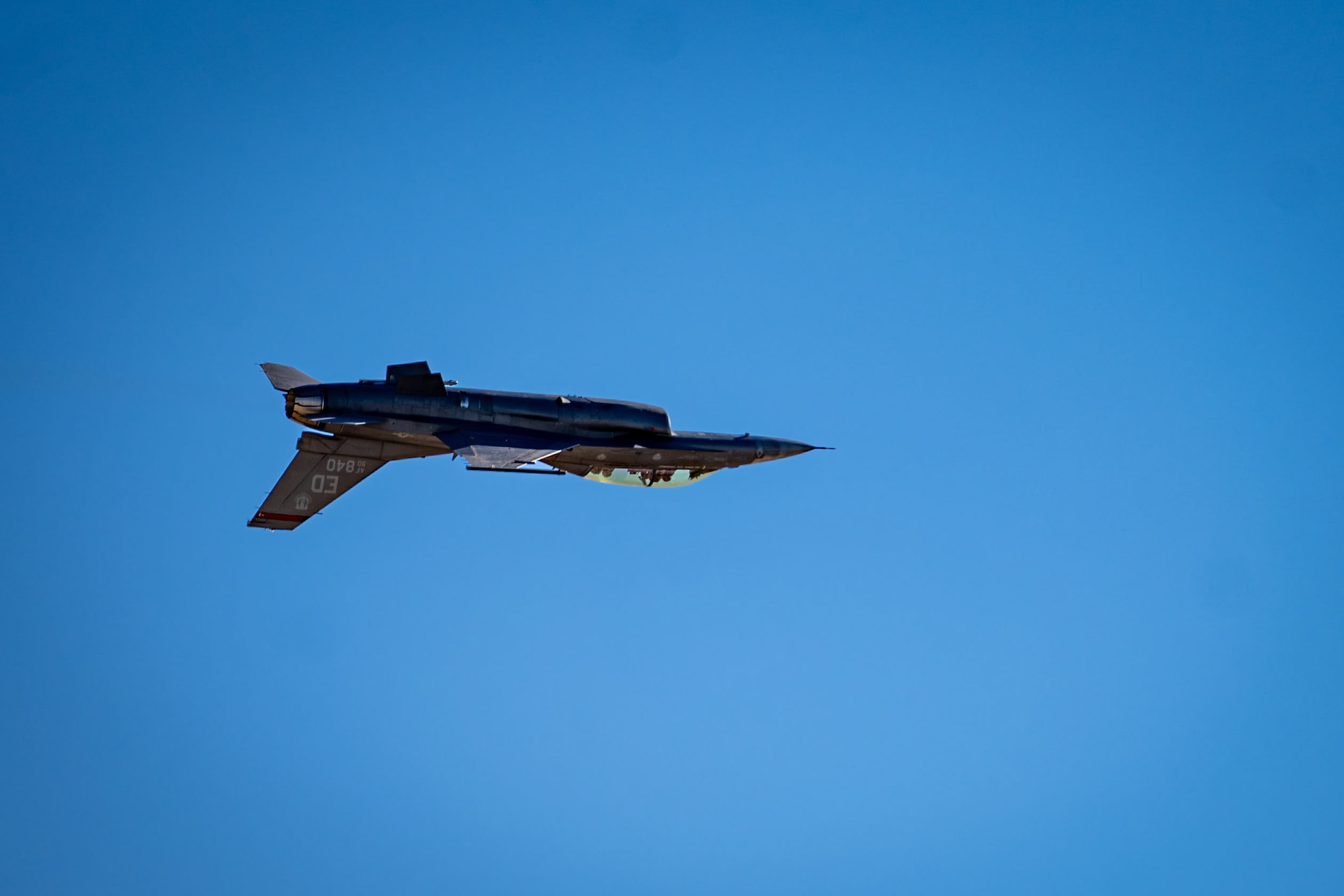 F-16 aircraft flies upside down