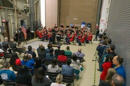 On May 3, 2023, the United States Marine Band performed in the acoustic testing chamber at Goddard Space Flight Center in Greenbelt, Md., to see if it could reach the volume that the Plankton, Aerosol, Cloud and ocean Ecosystem (PACE) spacecraft would be exposed to when launched by rocket into orbit.

Afterward, the band performed a brief concert for NASA staff, including the premiere of PACE Fanfare, and original piece by the Marine Band, dedicated to its namesake mission.

(U.S. Marine Corps photo by Master Gunnery Sgt. Amanda Simmons/released)