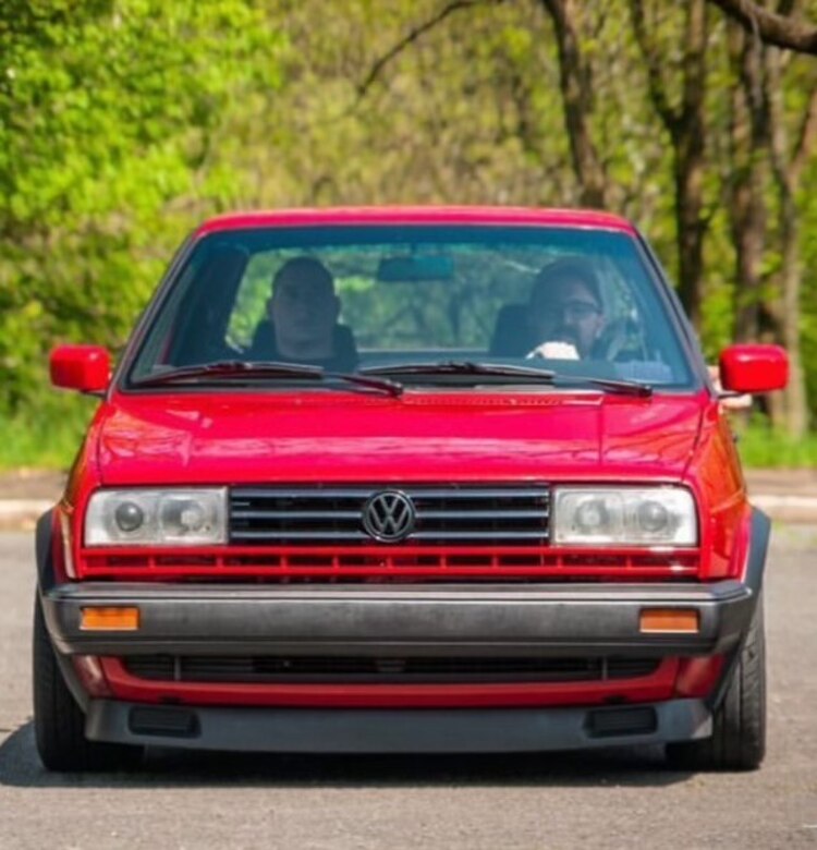 Photo of a red Volkswagen Rabbit