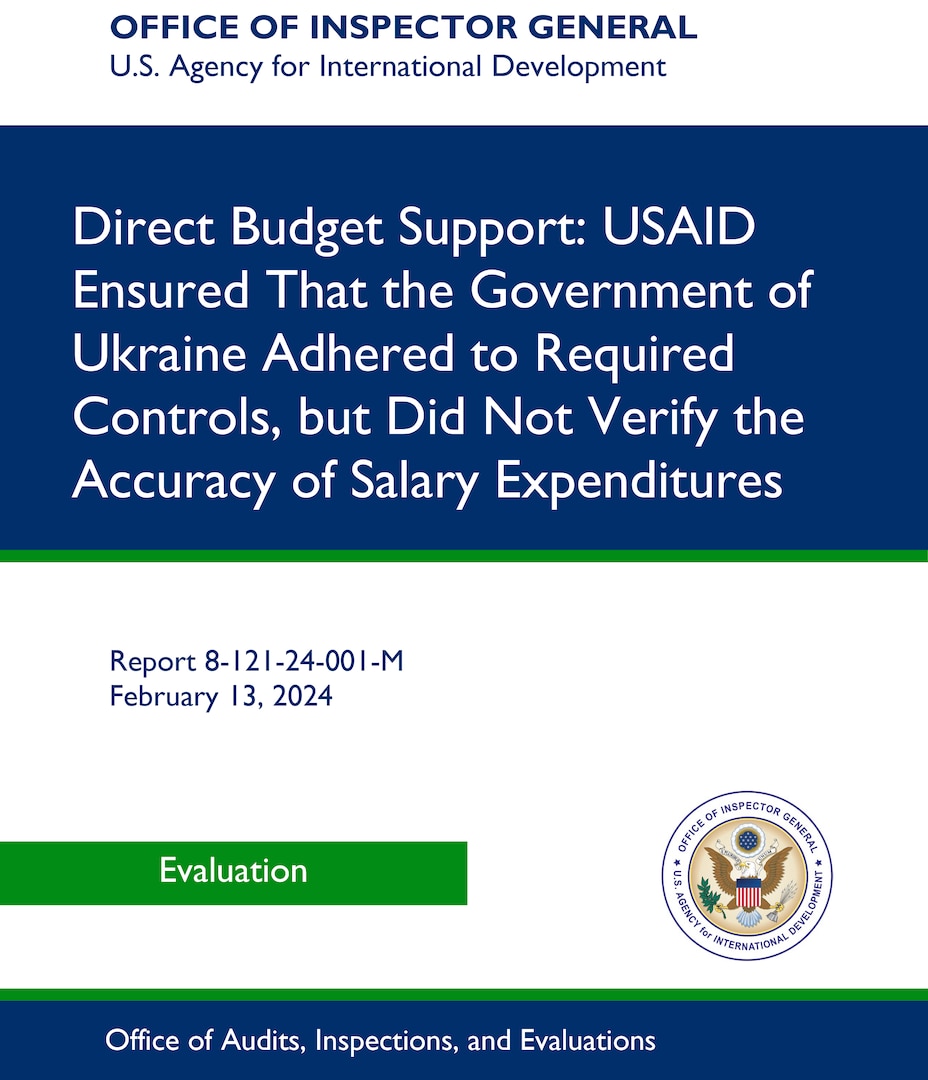 USAID Direct Budget Support Evaluation cover image