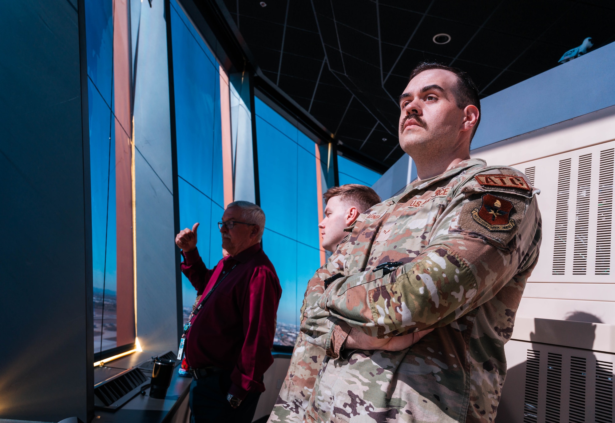 Airmen from the 56 Operation Support Squadron tour Phoenix Sky Harbor Airport Air Control Tower