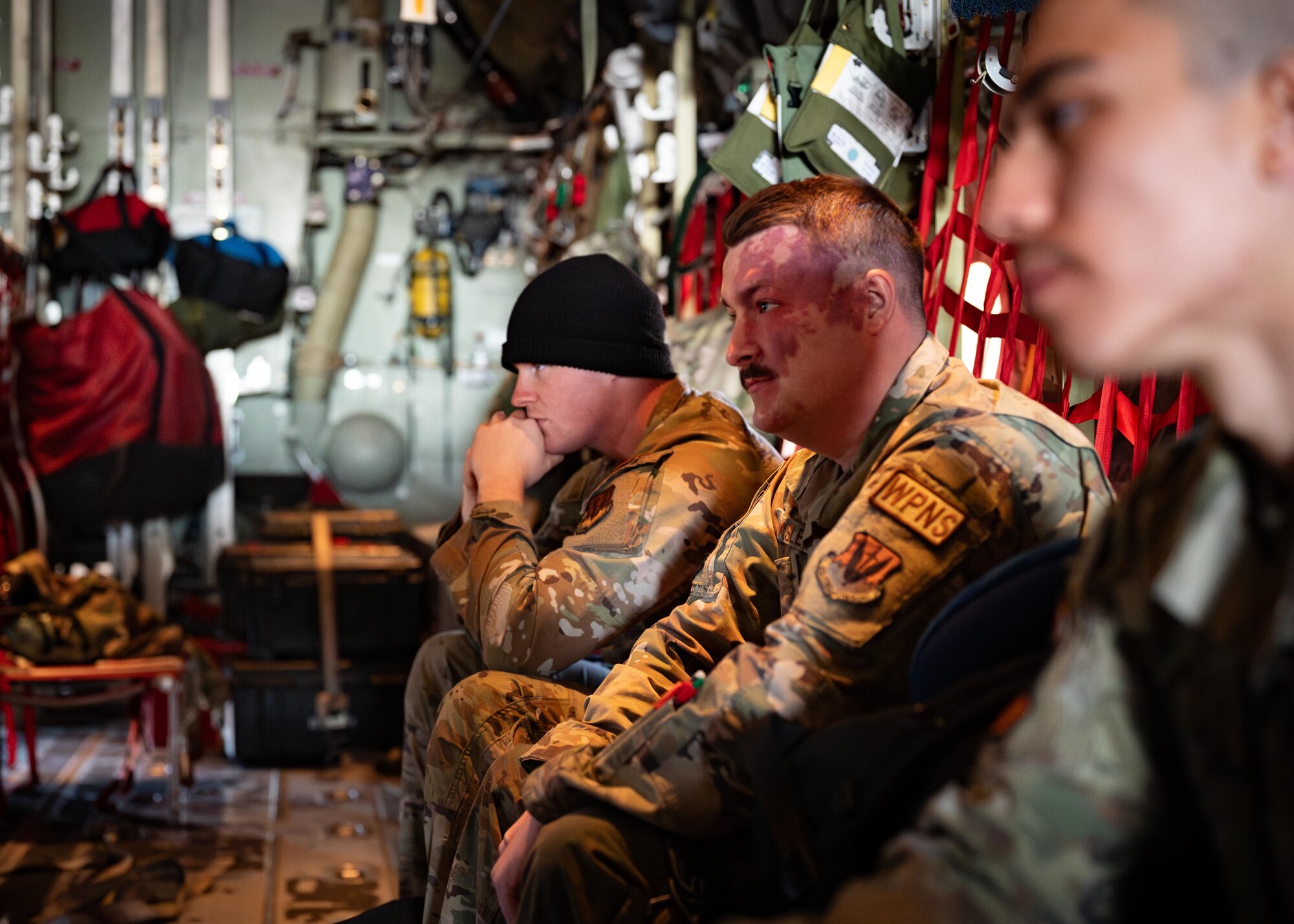 Airman board a C-130.