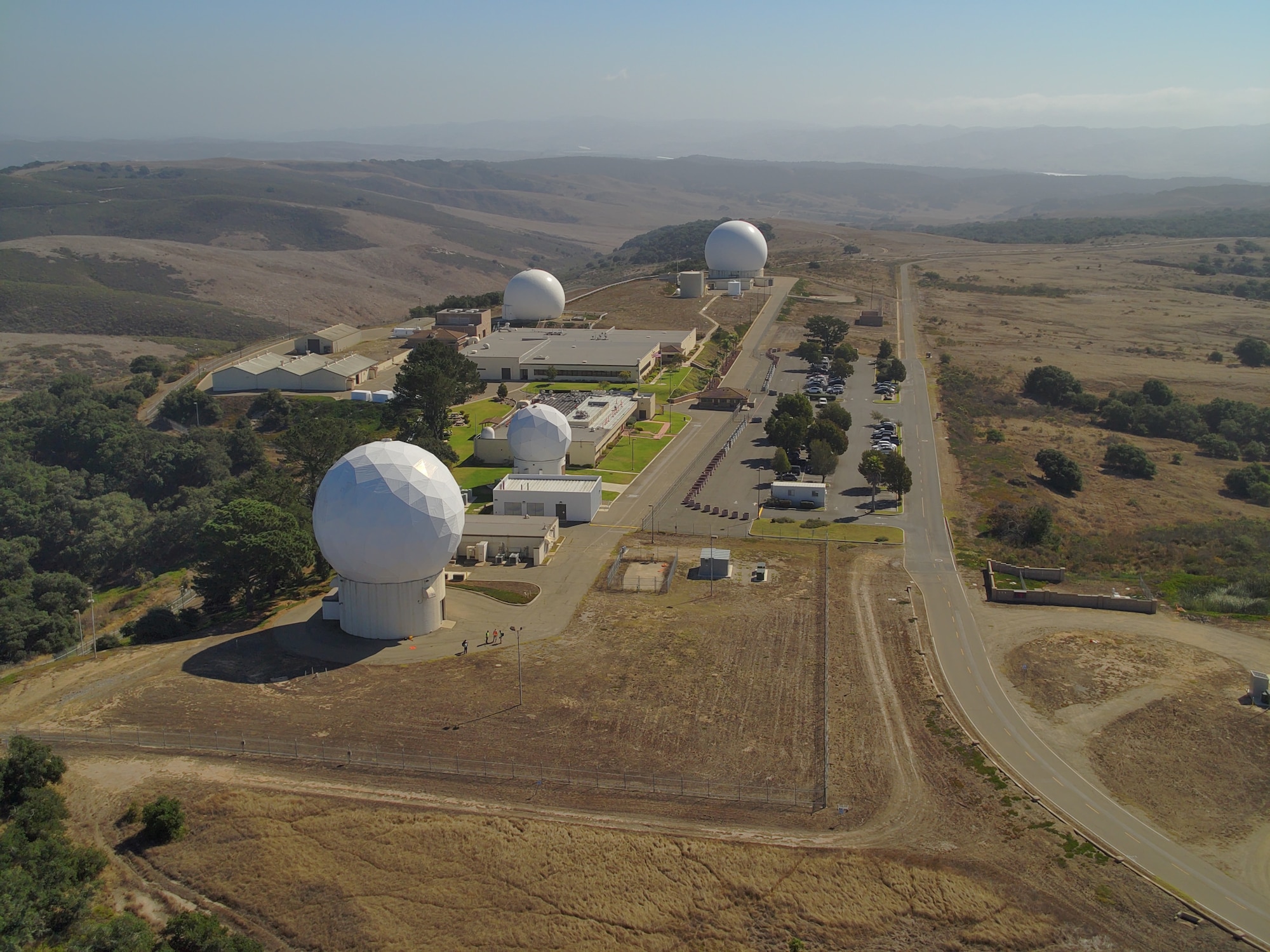 photo of radomes in Vandenburg from aerial angle