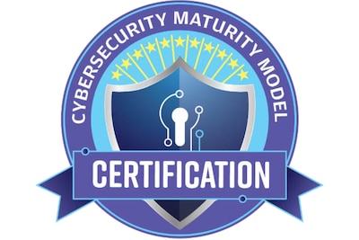 A logo reads "cybersecurity maturity model certification."