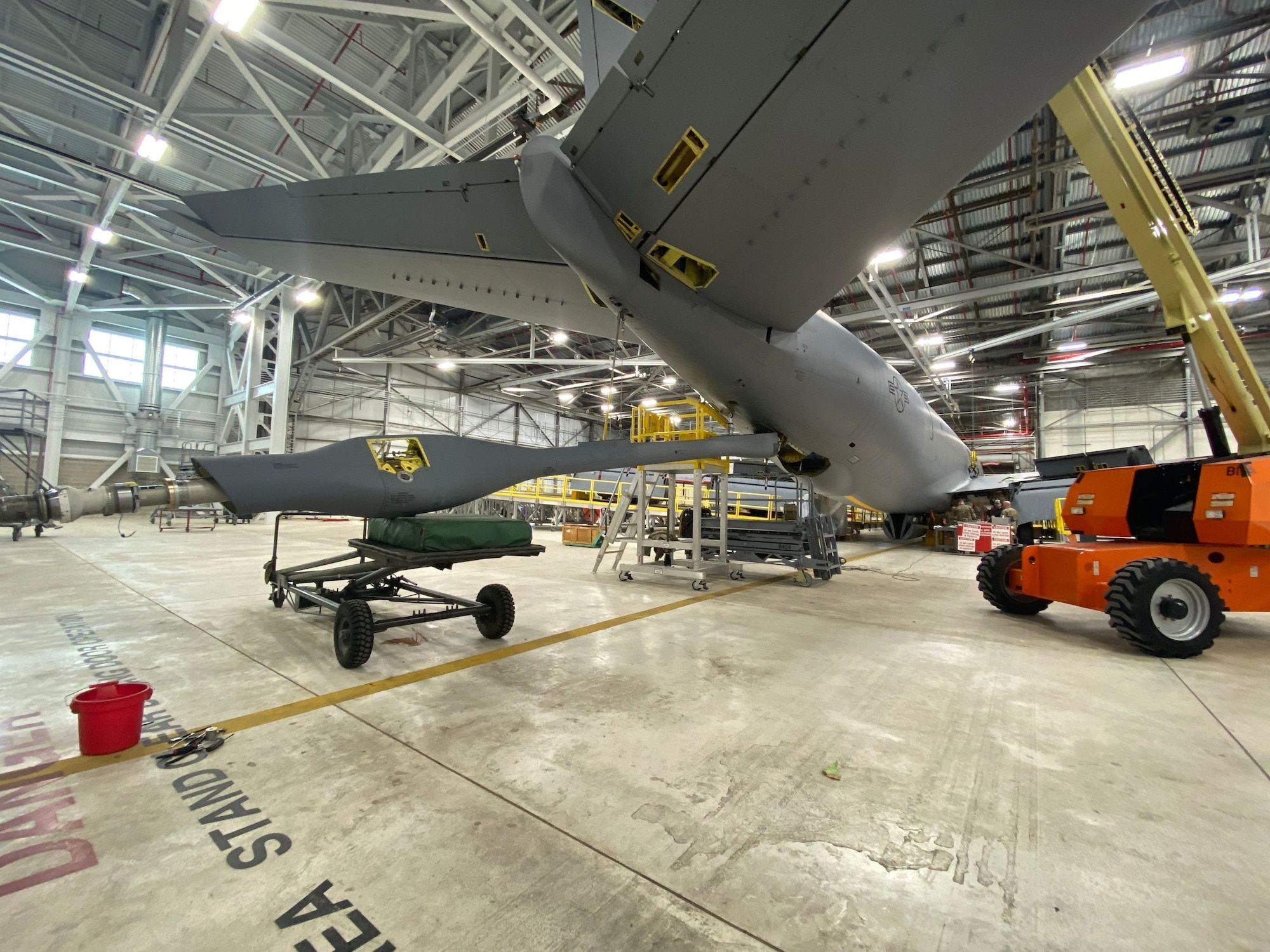 KC-135 Stratotanker in a hangar