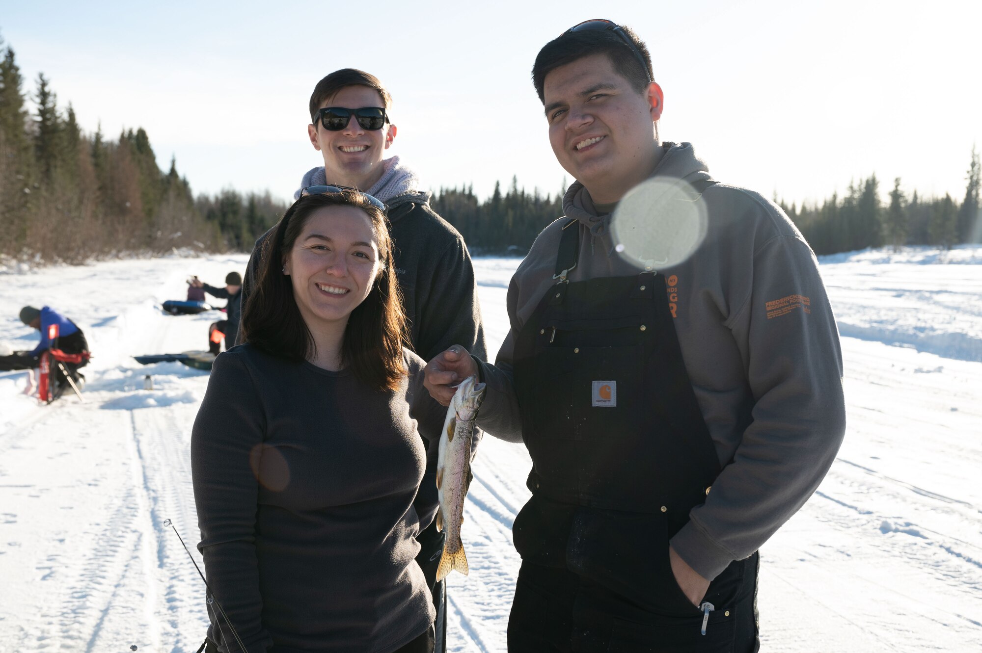 U.S. Airmen pose for a photo at Eielson Air Force Base, Alaska, Feb. 14, 2024.