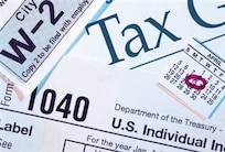 Graphic showing various tax forms