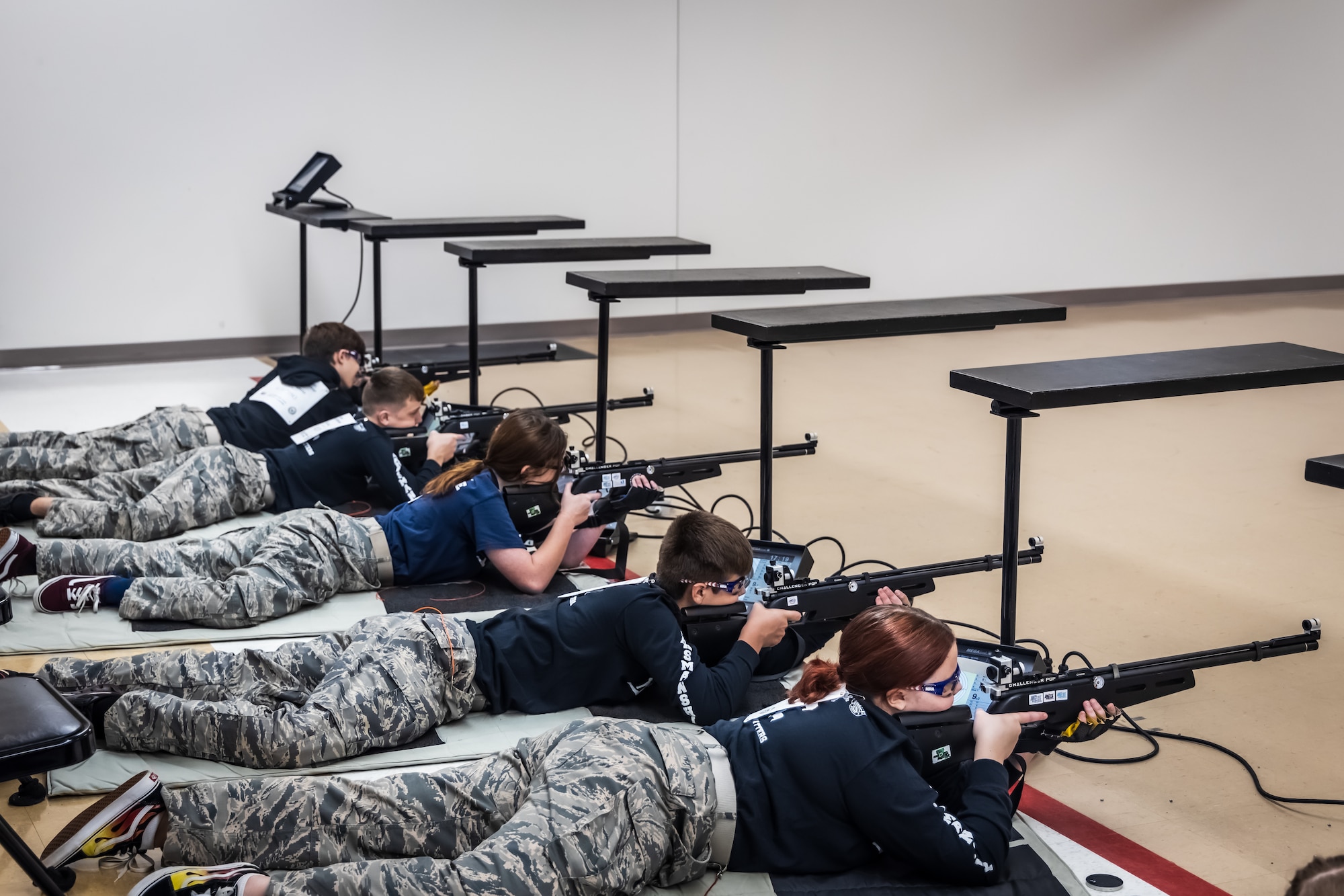 Air Force Junior ROTC Cadets compete in the Sporter Division at the JROTC Regional Service Championships on Feb. 10, 2024 in Anniston, Ala.