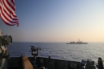 BAY OF BENGAL (Feb. 17, 2024) The Arleigh Burke-class guided-missile destroyer USS Halsey (DDG 97), sails with the Japan Maritime Self-Defense Force Takanami-class destroyer JS Sazanami (DD 113) and Royal Australian Navy Anzac-class frigate HMAS Warramunga (FFH 152) during trilateral operations in the Bay of Bengal, Feb. 17-18. U.S. 7th Fleet is the U.S. Navy’s largest forward-deployed numbered fleet, and routinely interacts and operates with allies and partners in preserving a free and open Indo-Pacific region. (U.S. Navy photo by Mass Communication Specialist 3rd Class Ismael Martinez)