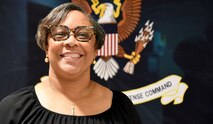 Clara Moore serves as a financial specialist with the U.S. Army Space and Missile Defense Command. She has worked with the command for nearly 24 years. (U.S. Army photo by Ayumi Davis)