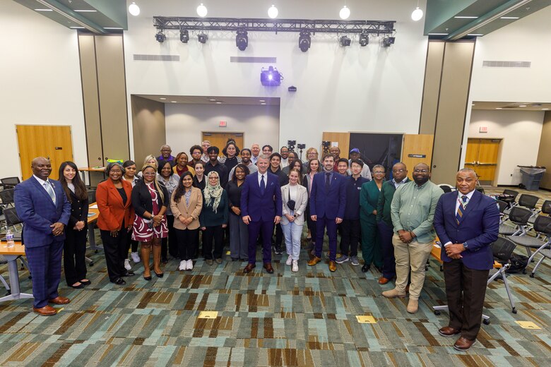 Dr. Pittman joins visitors from all four I-ACED visiting institutions for a group photo to wrap up the visit.