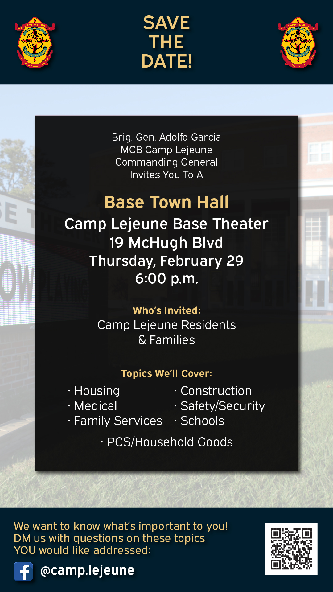 Save the Date: Camp Lejeune Base Town Hall