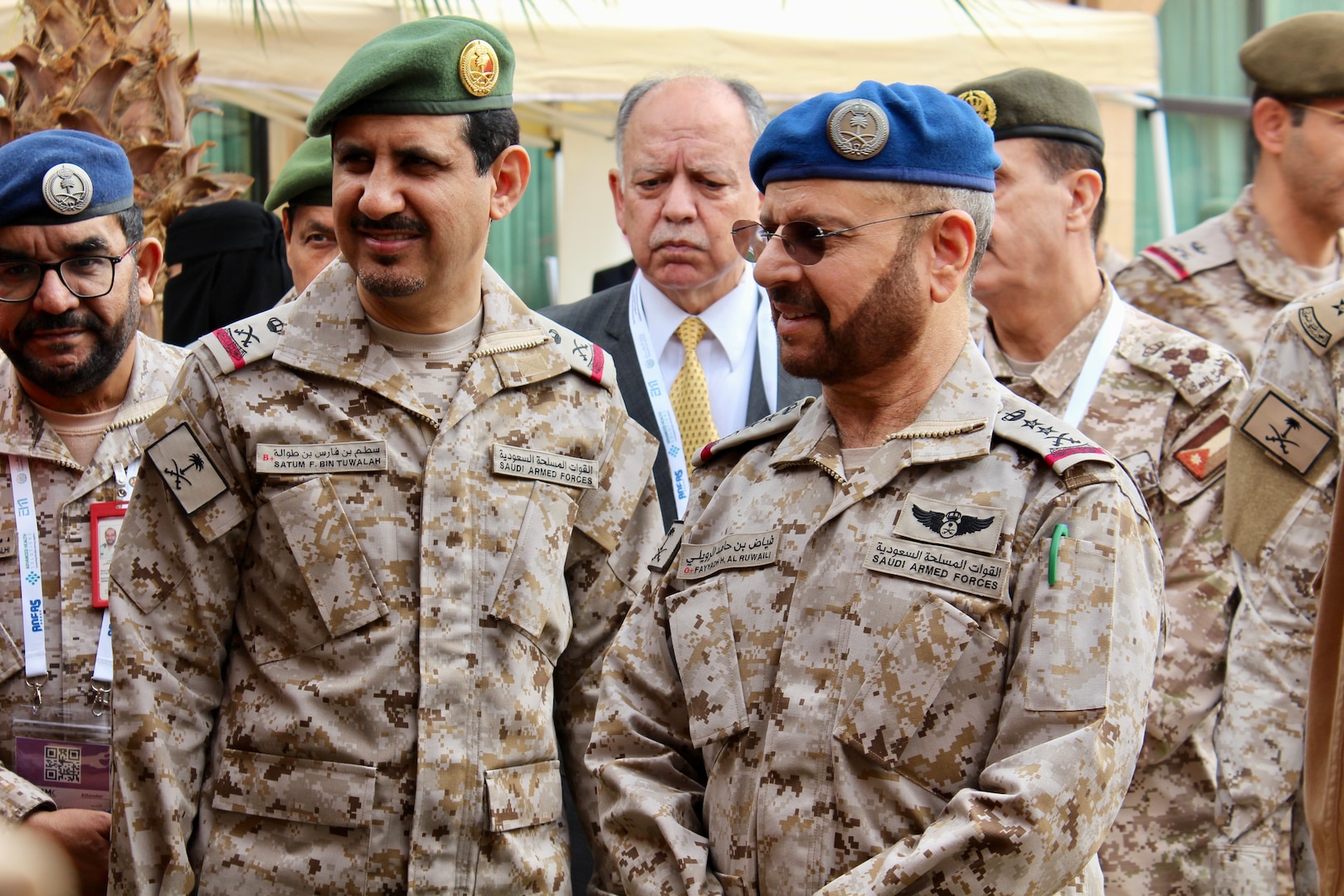 Chairman of the General Staff Air Chief Marshal Fayyadh Al Ruwaili, right, conducts walkthrough of medical training exercises at the first Multinational Medical Response Training in Riyadh, Saudi Arabia, Feb. 11-13, 2024. Opened to both military and civilian personnel of U.S. partner states in the U.S. Central Command’s area of responsibility, the biennial event will feature speakers, workshops,
exhibit displays, and a capstone field training exercise showcasing emergency medical readiness and response for disaster and humanitarian relief operations.